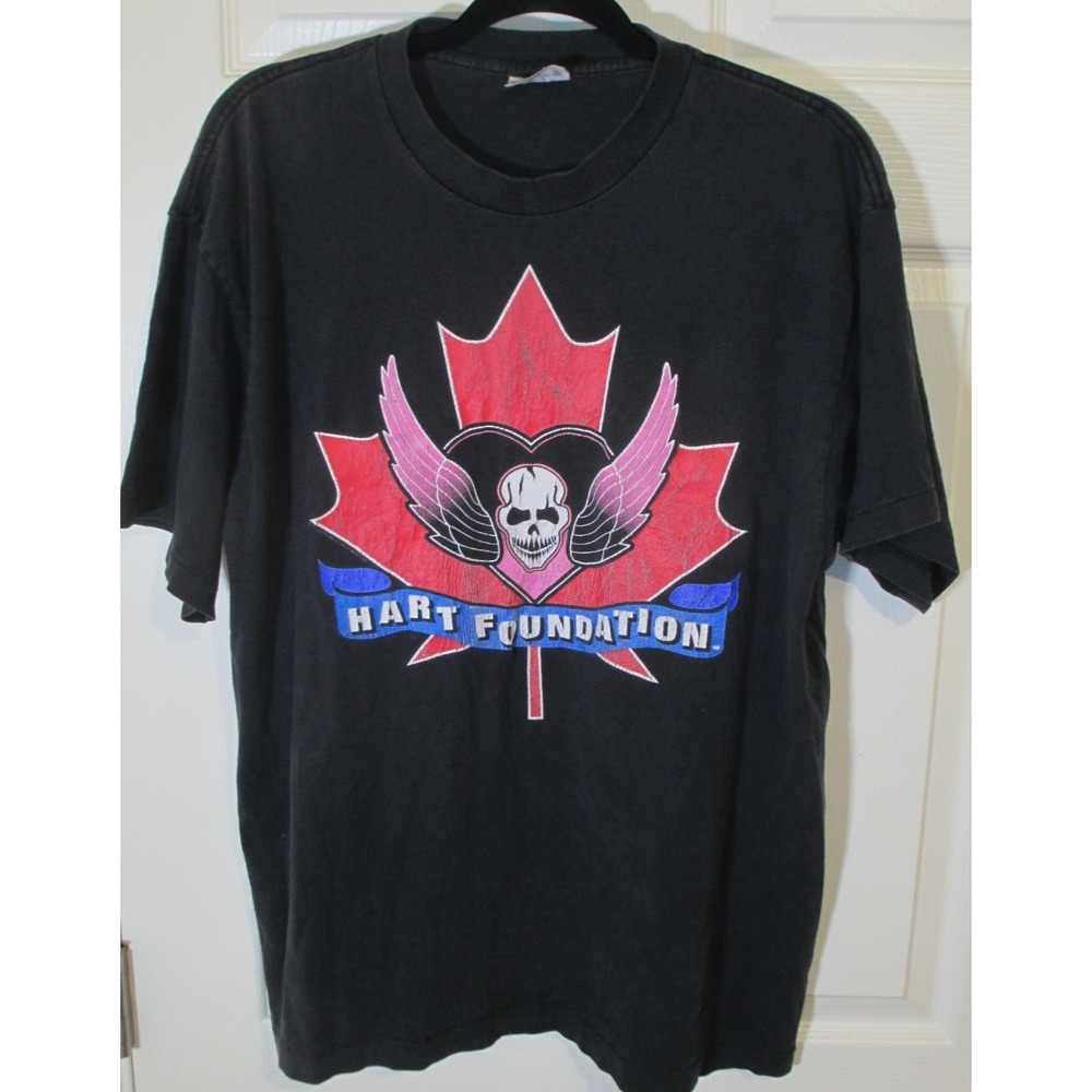 Hart Foundation Vintage 90s WWF Black Wrestling Tee XL